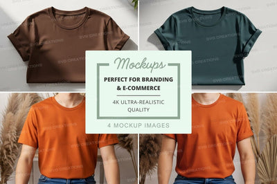 T-shirt mockup set on white brick background minimal Mock Up Photo Designangry 