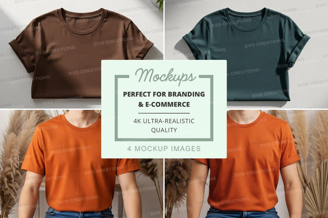 T-shirt mockup set on white brick background minimal Mock Up Photo Designangry 