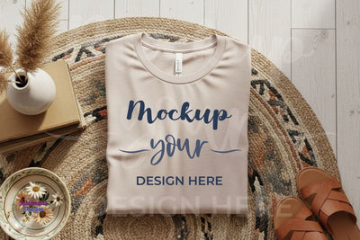 T-shirt Mockup with Bohemian Style Wooden Details Mock Up Photo Sublimatiz Designs 