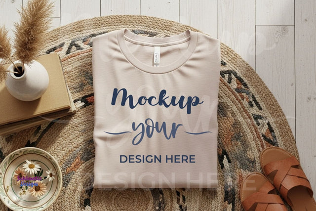 T-shirt Mockup with Bohemian Style Wooden Details Mock Up Photo Sublimatiz Designs 