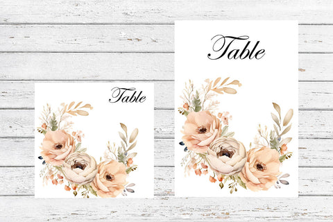Table Number Cards PNG. Flower Seating Name PNG Sublimation Olga Terlyanskaya 