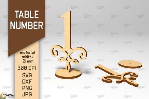 Table Number Laser Cut. Wedding Table Number SVG. Number 1 SVG Evgenyia Guschina 