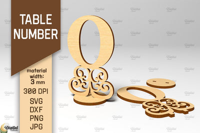 Table Number SVG. Wedding Table Number Laser Cut. Number 0 SVG Evgenyia Guschina 