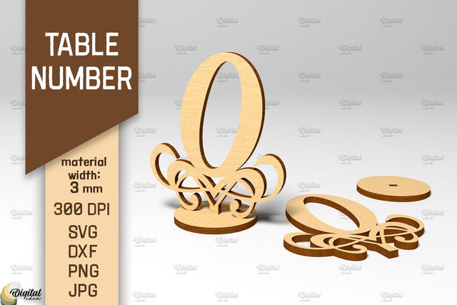 Table Number SVG. Wedding Table Number Laser Cut. Number 0 SVG Evgenyia Guschina 