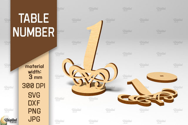 Table Number SVG. Wedding Table Number Laser Cut. Number 1 SVG Evgenyia Guschina 