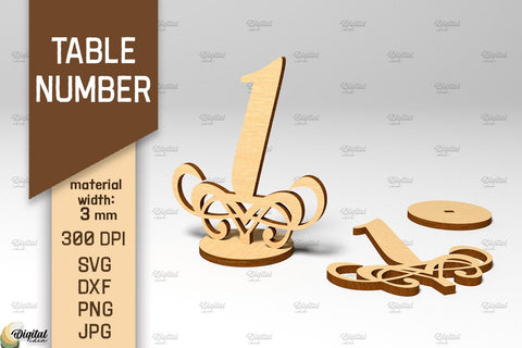 Table Number SVG. Wedding Table Number Laser Cut. Number 1 SVG Evgenyia Guschina 