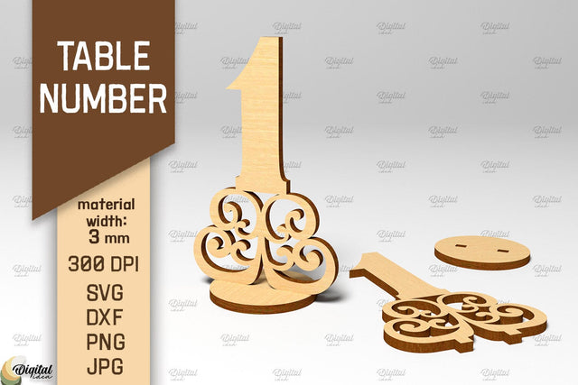 Table Number SVG. Wedding Table Number Laser Cut. Number 1 SVG Evgenyia Guschina 