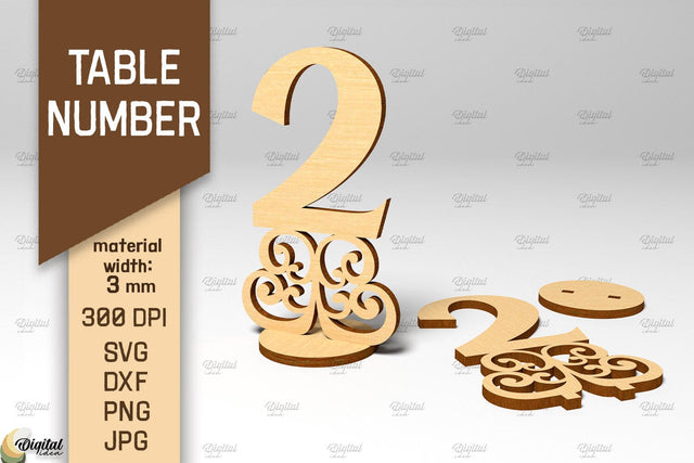 Table Number SVG. Wedding Table Number Laser Cut. Number 2 SVG Evgenyia Guschina 