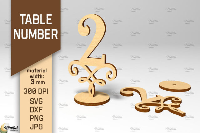 Table Number SVG. Wedding Table Number Laser Cut. Number 2 SVG Evgenyia Guschina 