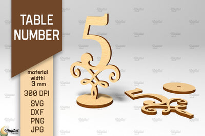 Table Number SVG. Wedding Table Number Laser Cut. Number 5 SVG Evgenyia Guschina 