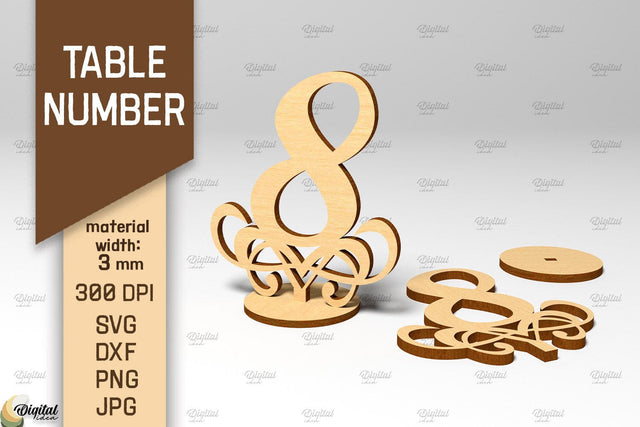 Table Number SVG. Wedding Table Number Laser Cut. Number 8 SVG Evgenyia Guschina 