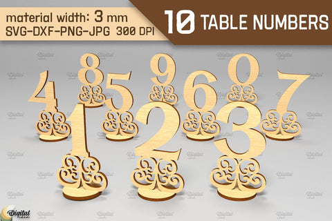 Table Numbers SVG Bundle. Wedding Table Numbers Laser Cut SVG Evgenyia Guschina 