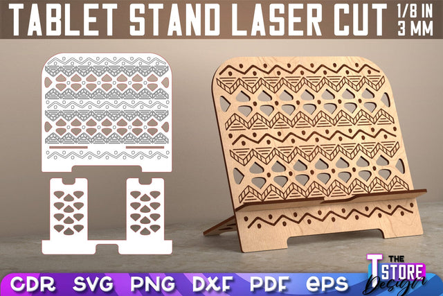 Tablet Stand Laser Cut | Phone Holder SVG Design | CNC Files SVG The T Store Design 
