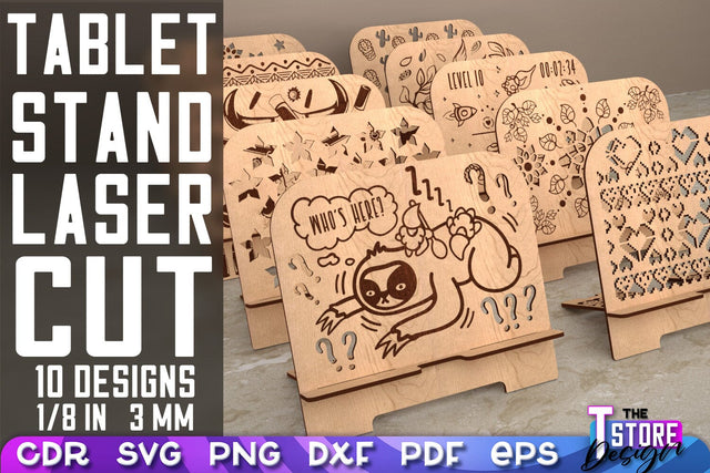 Tablet Stand Laser Cut | Phone Holder SVG Design | CNC Files SVG The T Store Design 