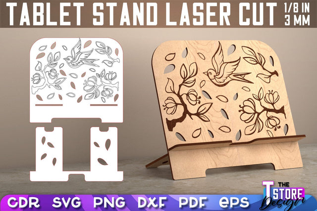 Tablet Stand Laser Cut | Phone Holder SVG Design | CNC Files SVG The T Store Design 