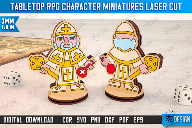 Tabletop RPG Character Miniatures | Fantasy DND | Role Playing | Cosplay DnD | Wooden Figures SVG Fly Design 