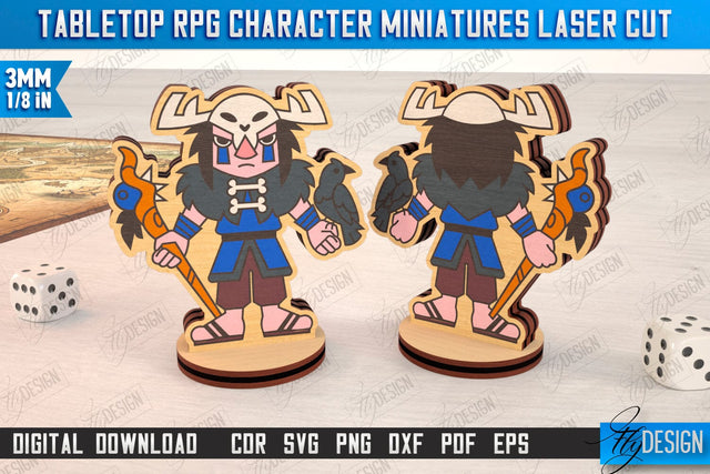 Tabletop RPG Character Miniatures | Fantasy DND | Role Playing | Cosplay DnD | Wooden Figures SVG Fly Design 