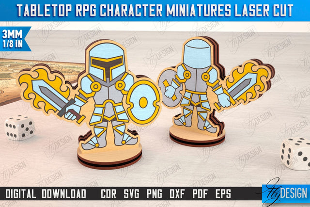 Tabletop RPG Character Miniatures | Fantasy DND | Role Playing | Cosplay DnD | Wooden Figures SVG Fly Design 