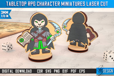 Tabletop RPG Character Miniatures | Fantasy DND | Role Playing | Cosplay DnD | Wooden Figures SVG Fly Design 