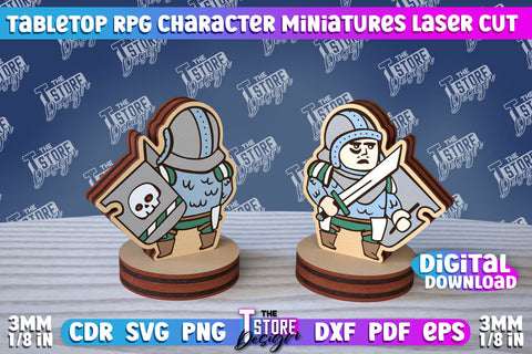 Tabletop RPG Character Miniatures | Fantasy DND | Role Playing | Cosplay DnD | Wooden Figures SVG The T Store Design 