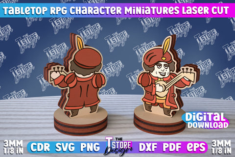 Tabletop RPG Character Miniatures | Fantasy DND | Role Playing | Cosplay DnD | Wooden Figures SVG The T Store Design 
