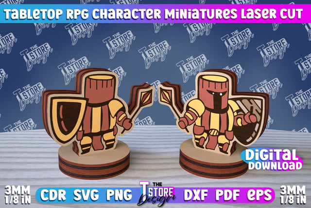 Tabletop RPG Character Miniatures | Fantasy DND | Role Playing | Cosplay DnD | Wooden Figures SVG The T Store Design 