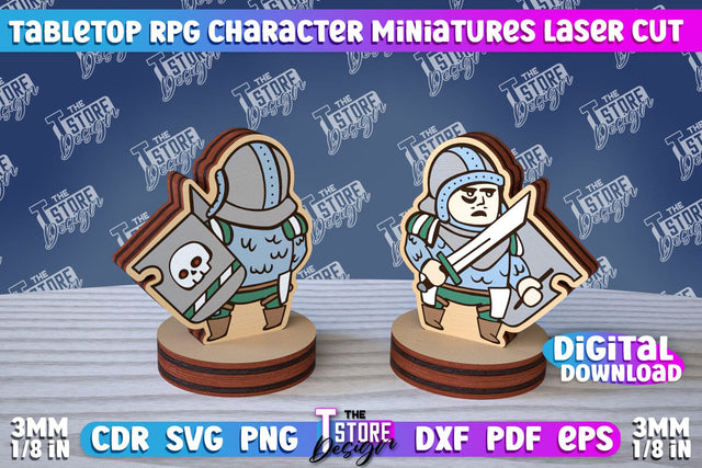 Tabletop RPG Character Miniatures | Fantasy DND | Role Playing | Cosplay DnD | Wooden Figures SVG The T Store Design 