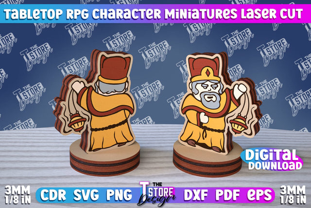 Tabletop RPG Character Miniatures | Fantasy DND | Role Playing | Cosplay DnD | Wooden Figures SVG The T Store Design 