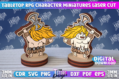 Tabletop RPG Character Miniatures | Fantasy DND | Role Playing | Cosplay DnD | Wooden Figures SVG The T Store Design 