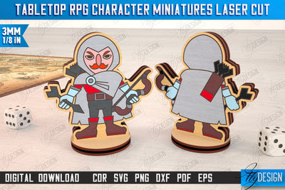 Tabletop RPG Character Miniatures Laser Cut | Fantasy DND | Role Playing | Cosplay DnD | Wooden Figures SVG Fly Design 