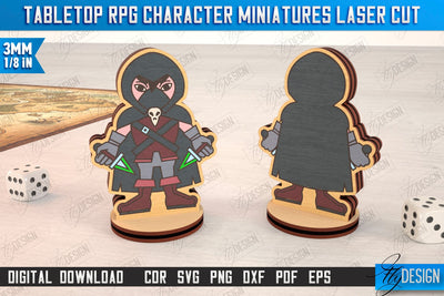 Tabletop RPG Character Miniatures Laser Cut | Fantasy DND | Role Playing | Cosplay DnD | Wooden Figures SVG Fly Design 