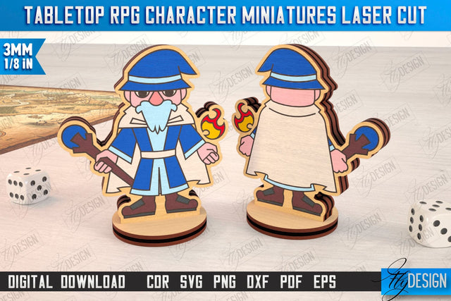Tabletop RPG Character Miniatures Laser Cut | Fantasy DND | Role Playing | Cosplay DnD | Wooden Figures SVG Fly Design 