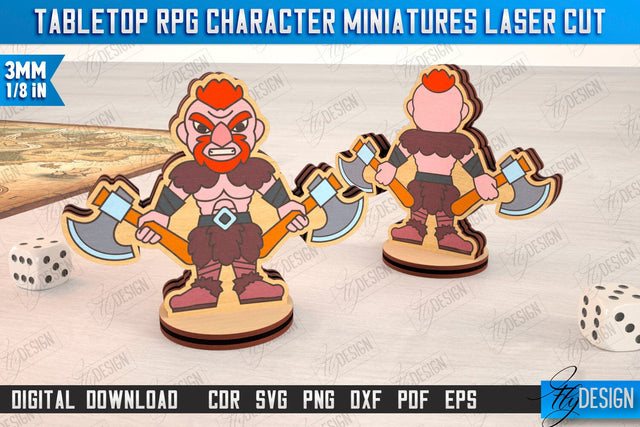 Tabletop RPG Character Miniatures Laser Cut | Fantasy DND | Role Playing | Cosplay DnD | Wooden Figures SVG Fly Design 