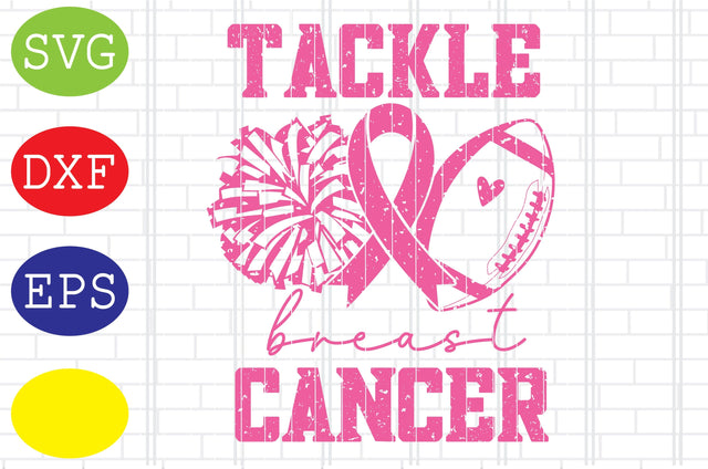 Tackle Breast Cancer Cheer Football Svg, Cheerleader Svg, Cheerleading Vector, Cheer Pom Poms Cut Files, Sport Svg, Jpg, Eps, Dxf Files SVG DigitalSvgFiles 