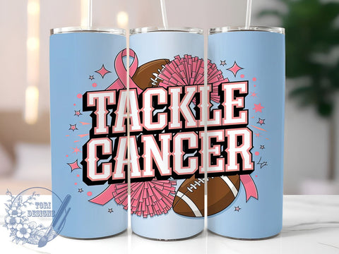Tackle Cancer, Breast Cancer Awareness, Football Pink Out, 20oz Tumbler, Sublimation Design, Pink Ribbon, Sports Fundraiser, Cancer Support Sublimation ToriDesigns 