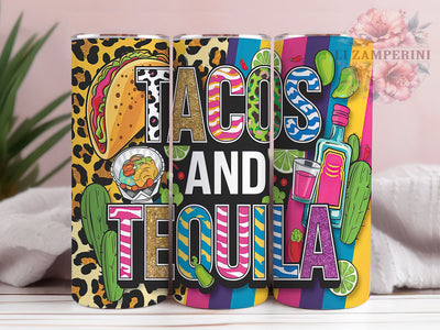 Tacos and Tequila Mexican Fiesta Tumbler Wrap, Mexican Party Design, 20oz Skinny Tumbler, Sublimation Design, Cinco De Mayo Tumbler, Tequila Lover Gift, Fiesta Tumbler Wrap Sublimation Li Zamperini 