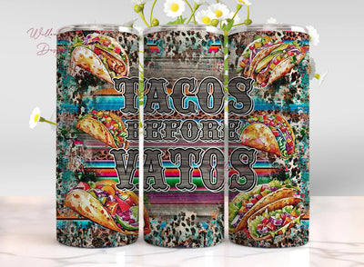Tacos Before Vatos 20 oz Skinny Tumbler Sublimation Design Digital Download PNG Instant DIGITAL ONLY, Mexican Food Tacos Tumbler Sublimation WillowSageDesign 