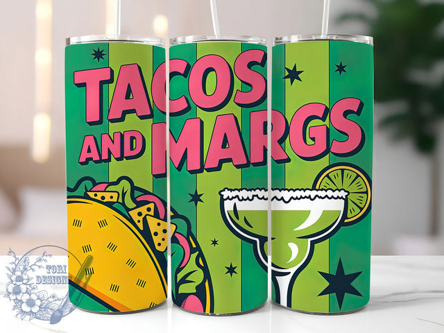 Tacos & Margaritas 20oz Tumbler, Tacos and Margaritas Quote, Fun Summer Saying, Tropical Sublimation Design, Vintage Summer Vibes, Fiesta Theme Wrap, 20oz Tumbler Wrap, Sublimation Design PNG, Summer Gift Sublimation ToriDesigns 
