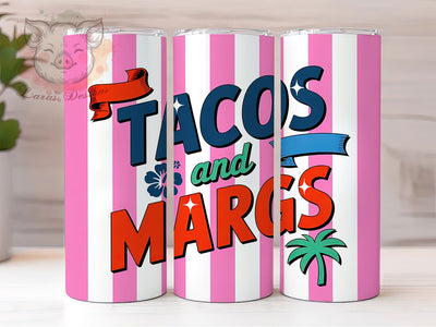 Tacos & Margos 20oz Tumbler Wrap, Tacos And Margos, Funny Summer Quote, Beach Party Sublimation, 20oz Tumbler Wrap, Summer Vibes PNG, Tropical Fiesta Design Sublimation Lara' s Designs 