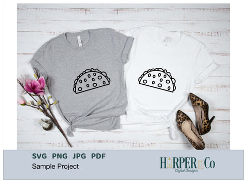 Tacos Outline SVG PNG Cut EPS File SVG HarperNCo 