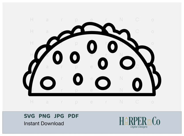 Tacos Outline SVG PNG Cut EPS File SVG HarperNCo 
