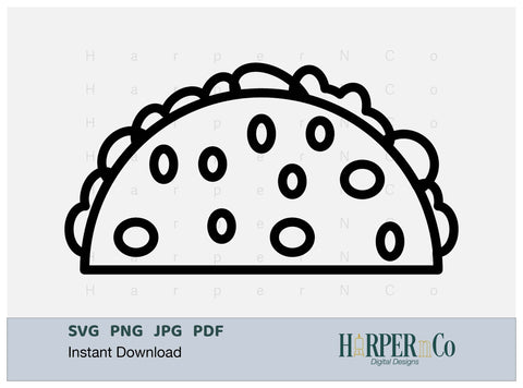 Tacos Outline SVG PNG Cut EPS File SVG HarperNCo 
