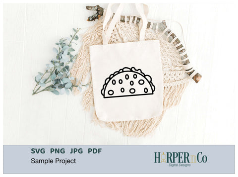 Tacos Outline SVG PNG Cut EPS File SVG HarperNCo 