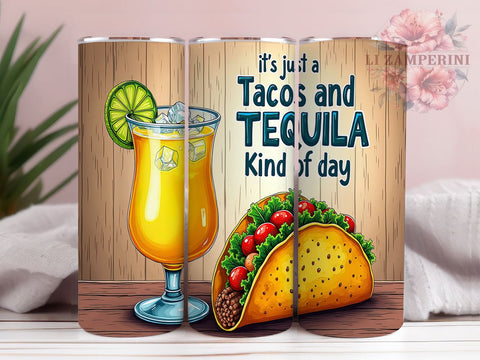 Tacos Tumbler, Tequila Tumbler, Funny Drinking Design, Summer Tumbler, 20oz Tumbler, Sublimation PNG, Party Drinkware, Humorous Summer Design Sublimation Li Zamperini 