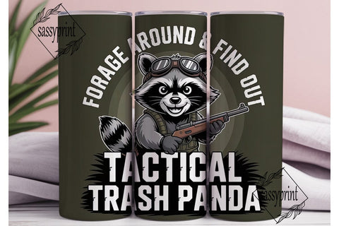 Tactical Trash Panda 20oz Tumbler Wrap Sublimation sassyprint 