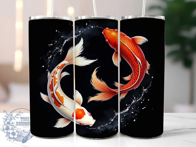 Tai Chi Tumbler Design, Yin Yang Carp Fish, 20oz Sublimation Wrap, Zen Art Tumbler, Koi Fish Gift, Meditation Drinkware, Digital Download Sublimation ToriDesigns 