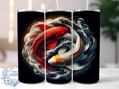 Tai Chi Tumbler Design, Yin Yang Carp Fish, 20oz Sublimation Wrap, Zen Art Tumbler, Koi Fish Gift, Meditation Drinkware, Digital Download Sublimation ToriDesigns 