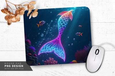 Tail Under the Sea with Bubbles and Fish Mouse Pad Design Sublimation Regulrcrative 