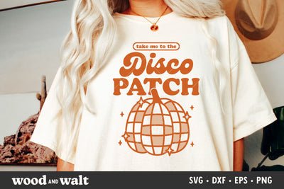 Take Me To The Disco Patch SVG | Retro Fall SVG | Pumpkin Season PNG SVG Wood And Walt 