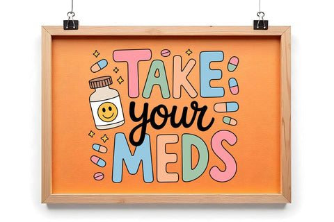 Take Your Meds svg. Mental Health Reminder svg, Cute ADHD Sticker svg, Medication Awareness svg SVG DesignDestine 